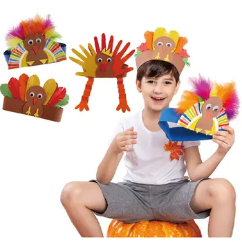 

Creative Children Handmake DIY Thanksgiving day hat toys for kids Funny Turkey hat DIY toys nursery DIY education kids toys