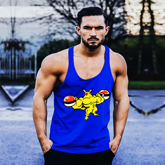 Anime Printed Gyms Tank Tops Mens Undershirt Sporting Wear Bodybuilding