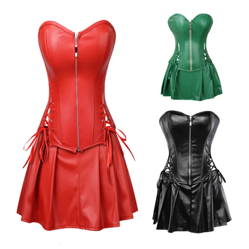 plus size leather corset dress