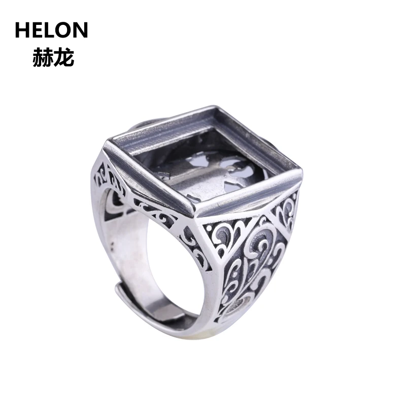 

925 Sterling Silver 16x20mm Princess Cabochon Semi Mount Ring for Men Thai Silver Generous Engagement Wedding Setting