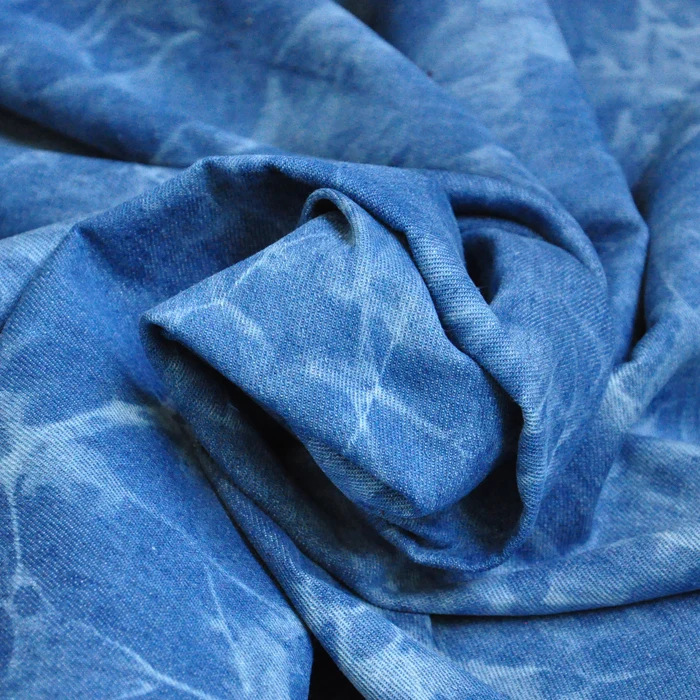 free shipping 95 cotton denim fabric BLUE TIE DYE 1/2 meter 150cm wide