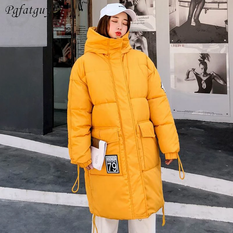 Longue De jaune Style Noir Chaud Le blanc Femmes Bas Vêtements Coton Européen Épaissir Capuchon Vestes D'hiver Femme À Parkas Vers 2018 rouge Neige Manteaux Jaune HtdAxqSq