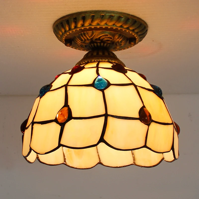 Средиземноморский ретро винтажный турецкий потолочный светильник E27 лампа ручной работы мозаичный цветной стеклянный светодиодный светильник для коридора, балкона, входа