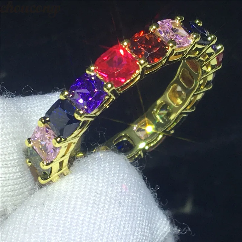 Choucong состояние Для мужчин t Eternity кольцо Полный Подушка AAAAA cz Gold Filled 925 Серебряные вечерние обручальное кольца для мужчин и женщин ювелирные