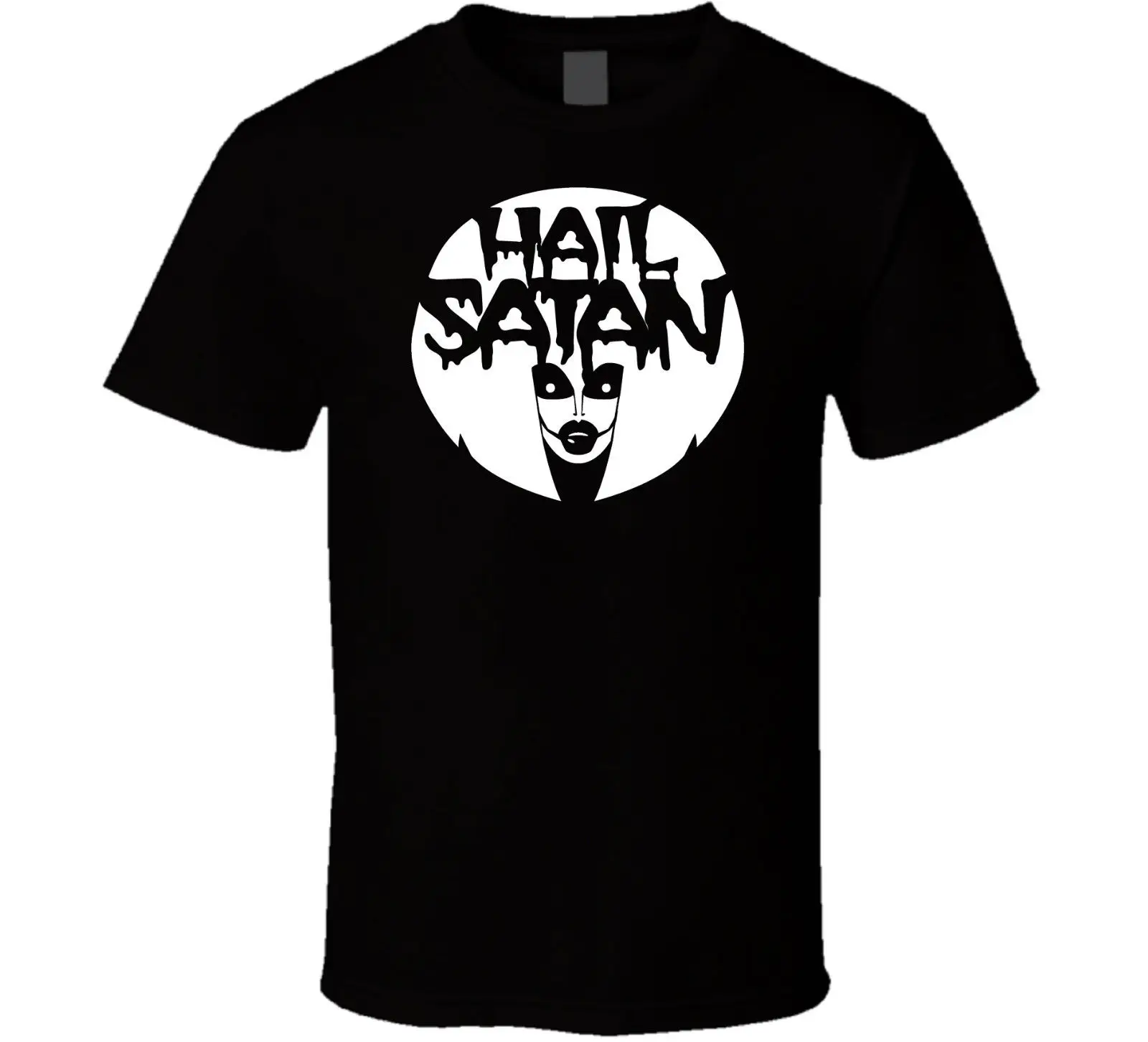 2018 Fashion Hail Satan Short Sleeves Black T Shirt Casual Short Sleeve Shirt Tee 100% Cotton 