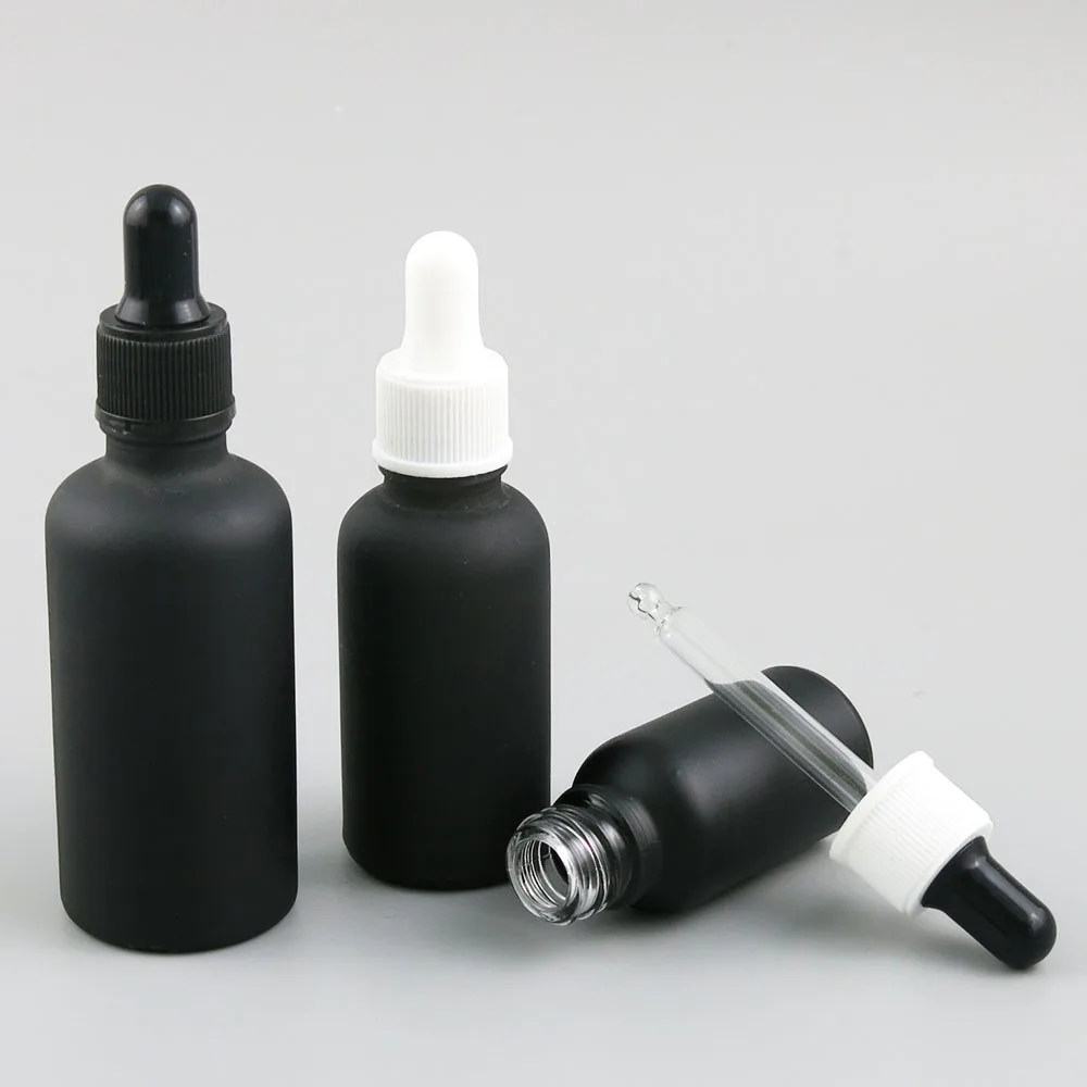 

10 x 5ml 10ml 15ml 20ml 30ml 50ml 100ml Essential Oil Frosted Black Glass Bottle With Dropper For Liquid Reagent Pipette Bottle