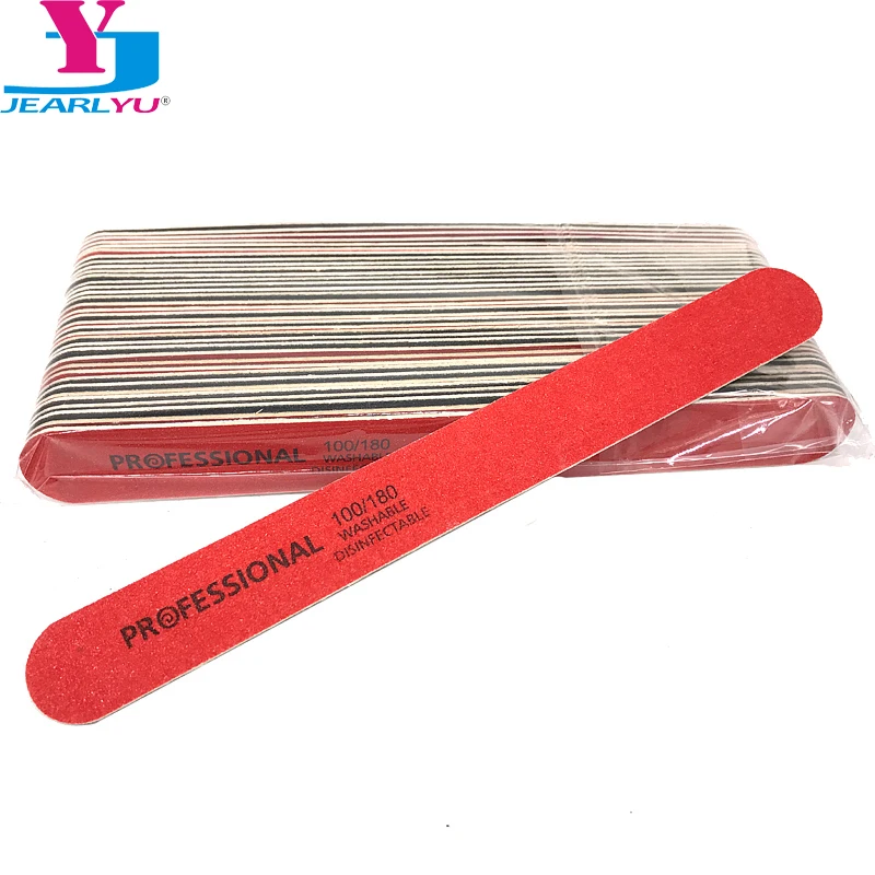 

Professional Nail Files 50 Pcs/lot Double Color Wood Nail File 100/180 Gel Nail Polish Pilnik Strong Lime A ongles Pedicure Tool