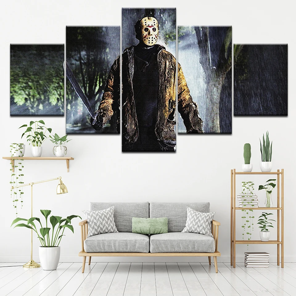 Canvas Painting Jason Voorhees Friday the 13th 5 Pieces Wall Art