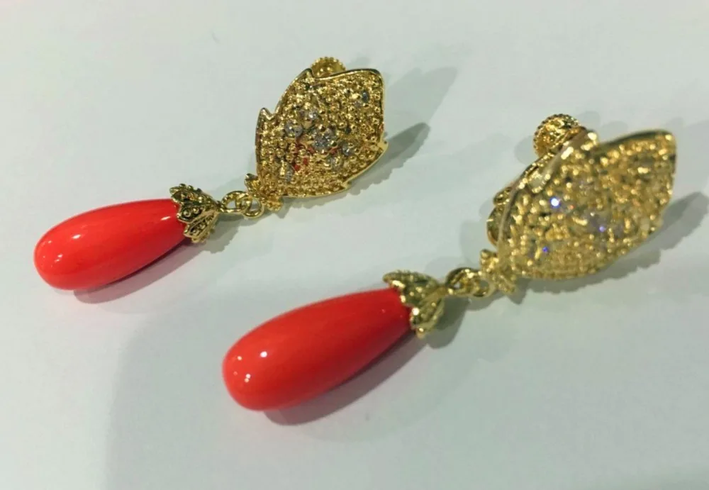 

Hot sell Noble- hot sell new - lady's fashionable 8*20mm pink red shell pearl earrings