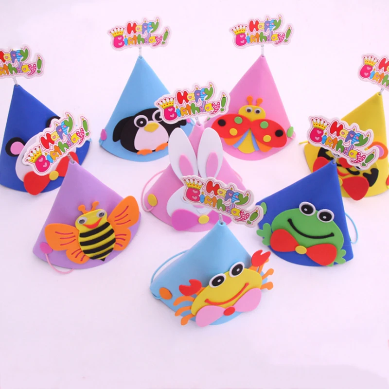 

EVA Carton Animal Kids Birthday Cap Christmas Party Conical Hat for Kids Celebration Memorial Anniversary Supply Panda Bee Tiger