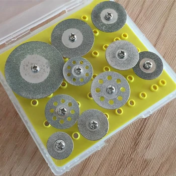 

Hot!10Pcs Diamond Cutting Discs Cut-off Hold Wheel Set For Dremel Rotary Tool Cutting / Grinding / Engraving Tools