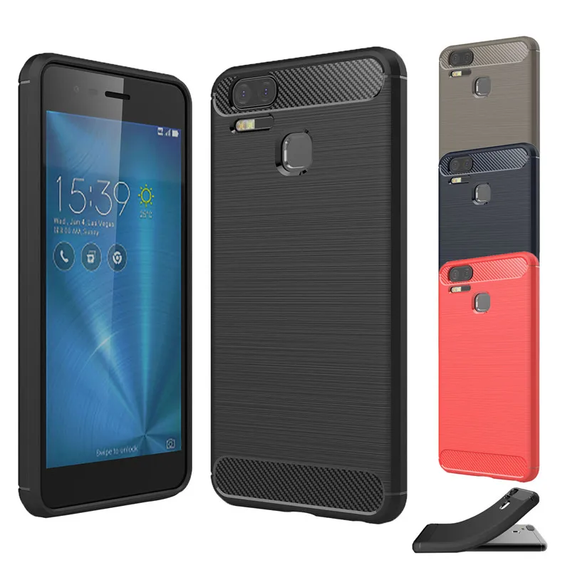 Buy Luxury carbon fiber For ASUS Zenfone 3 Zoom Case 5.5 Case Cover Armor Soft