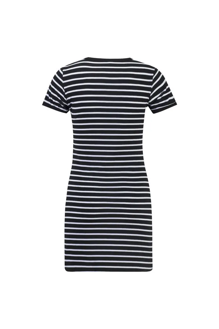 Summer Casual Striped O-neck Short-sleeved Dress Black And White Striped Dresses Casual Elegant Sheath Slim Dress macys dresses