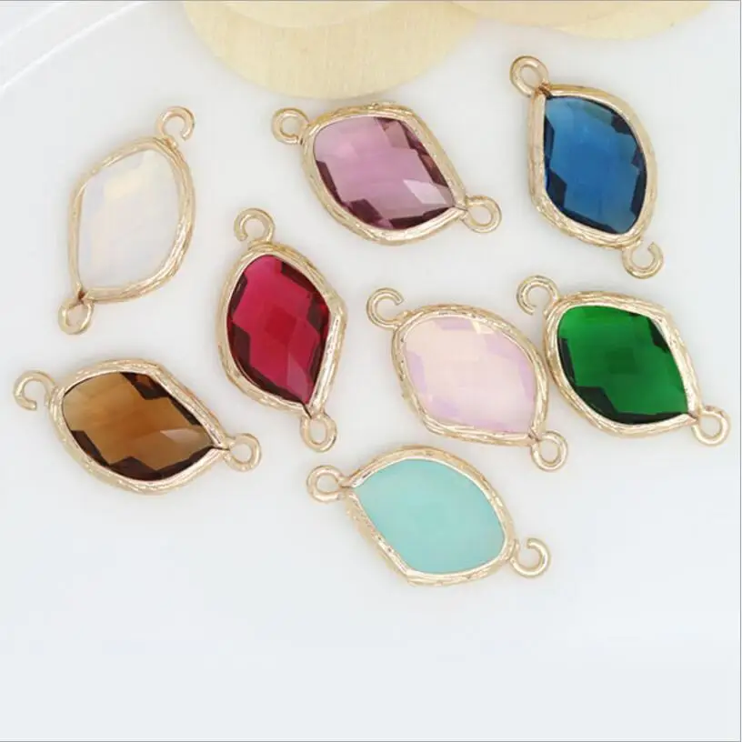 

2pcs 23*12mm Bracelet Connector End Clasps Crystal Stone Birthstones Connector Charms Gem Stone For DIY Earrings Jewelry Making