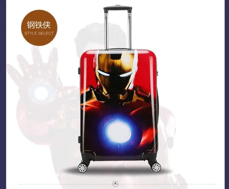 ZYJ Kids Iron Man Captain America Travel Rolling Luggage Cartoon Spiderman Batman Spiderman Suitcase Airplane Trolley Luggage (14)