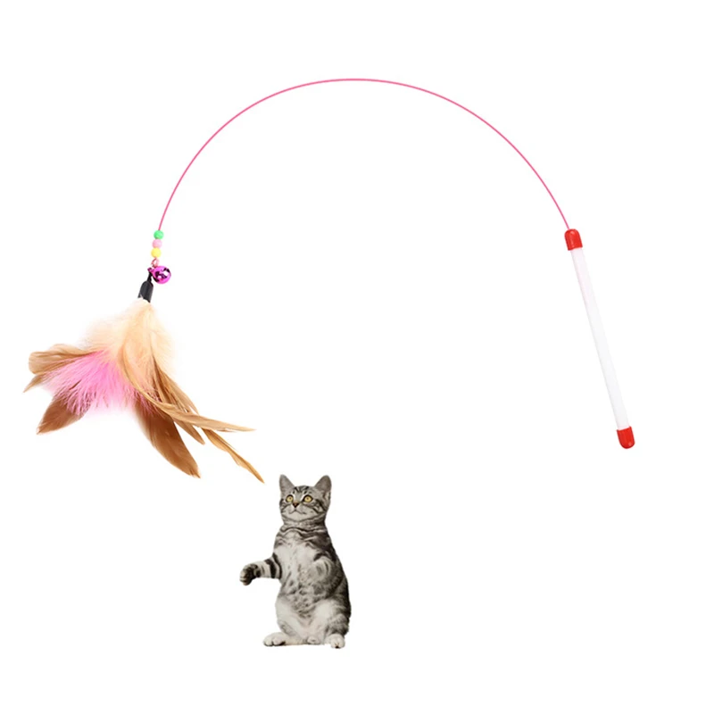 Wire Color Feathers Funny Fantastic Toy Cats Bells Cats Favorite Toys