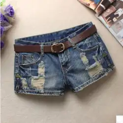2019 Новые S/3Xl летние женские модные рваные джинсовые шорты модные нищие шорты джинсы с низкой талией джинсовые шорты без ремня J2711