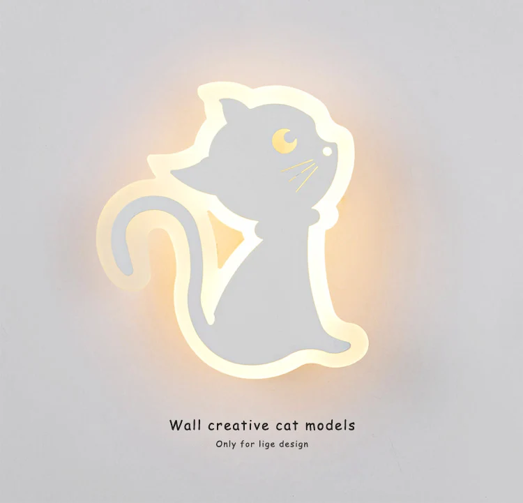 Creative Cat Wall Light Modern Lovely Animal Wall Lamp Kitten Light