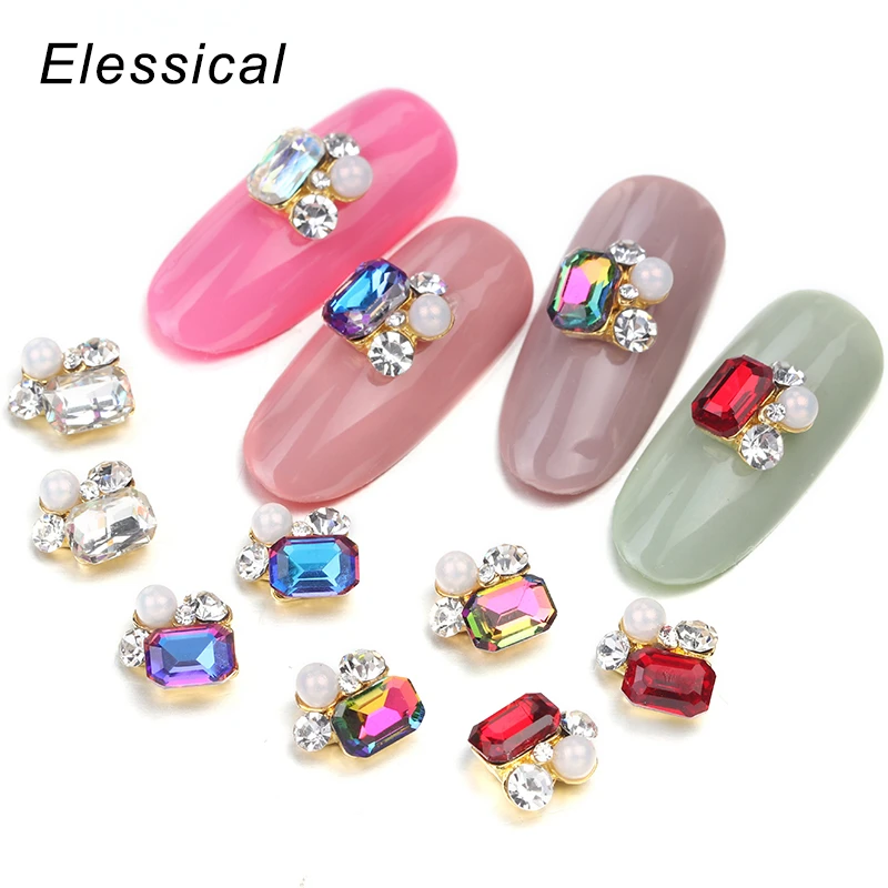 Elessical 10 шт. 3D страз ногтей Книги по искусству украшения Драгоценные камни Золото