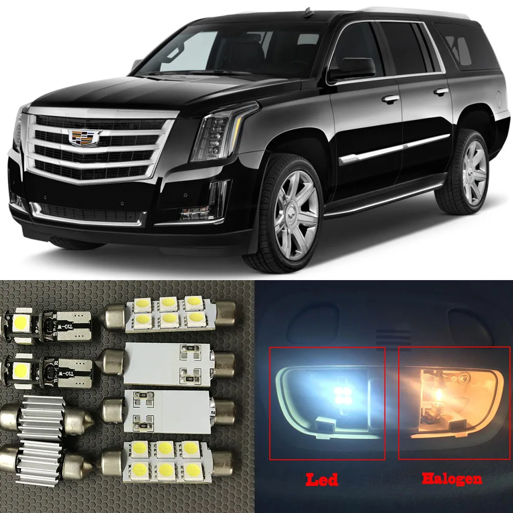 Us 17 0 17pcs Auto Interior Led Lights Bulb White Kit For 2007 2015 Cadillac Escalade Map Dome Trunk License Plate Lamp 12v Car Styling In Signal