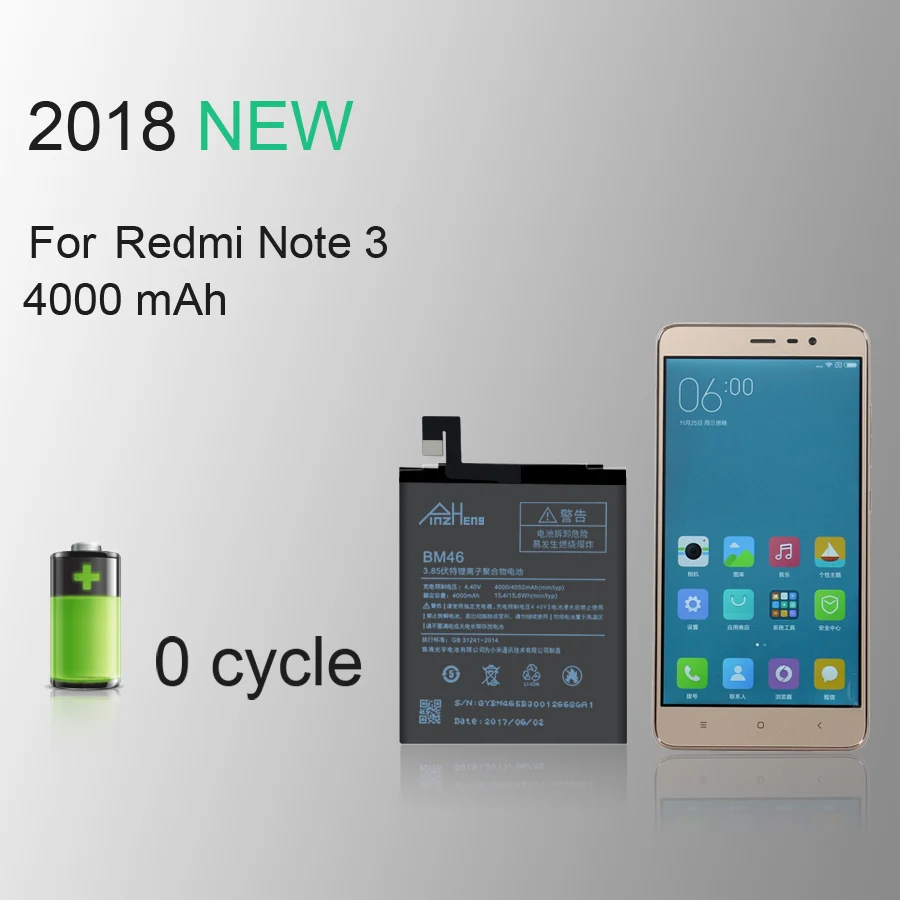 PINZHENG аккумулятор мобильного телефона для Xiaomi Redmi Note 3 Батарея BM46 Note 3 большой емкости сменные батареи