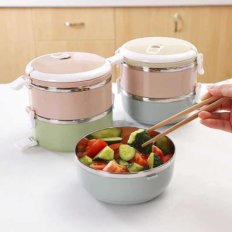 1-3 Layes Stainless Steel Food Container Insulation Warm Leakproof Lunch Boxs Japanese Style Travel Camping Bento Box Thermal