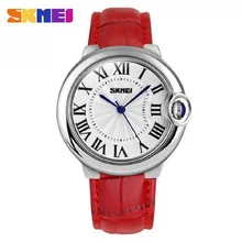 SKMEI Marca de relojes de Lujo de Alta calidad Mujeres de Las Señoras Reloj de Pulsera de Moda reloj de Cuarzo de Cuero relojes mujer montre femme