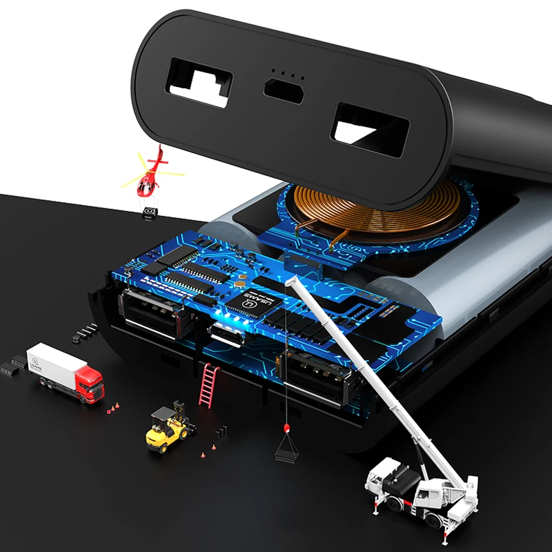 USAMS 5V 2A 2 USB Ports 8000mah QI Wireless Charger 5W Pad Power Bank Built-in Wireless Charging Universal Power Bank USAMS 5V 2A 2 USB Ports 8000mah QI Wireless Charger 5W Pad Power Bank Built-in Wireless Charging Universal Power Bank