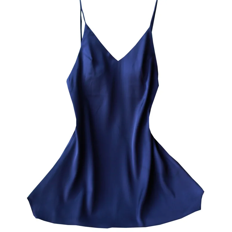 Дизайн, сексуальная женская ночная сорочка Мини с v-образным вырезом и ночные рубашки,, ночная рубашка для молодых девушек, горячая Распродажа - Цвет: Синий