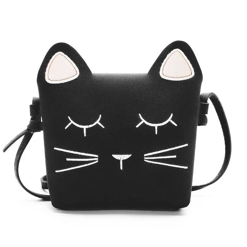 Cute Cat Girls Purse handbag Children Kid Crossbody shoulder bag Christmas Gift, black on