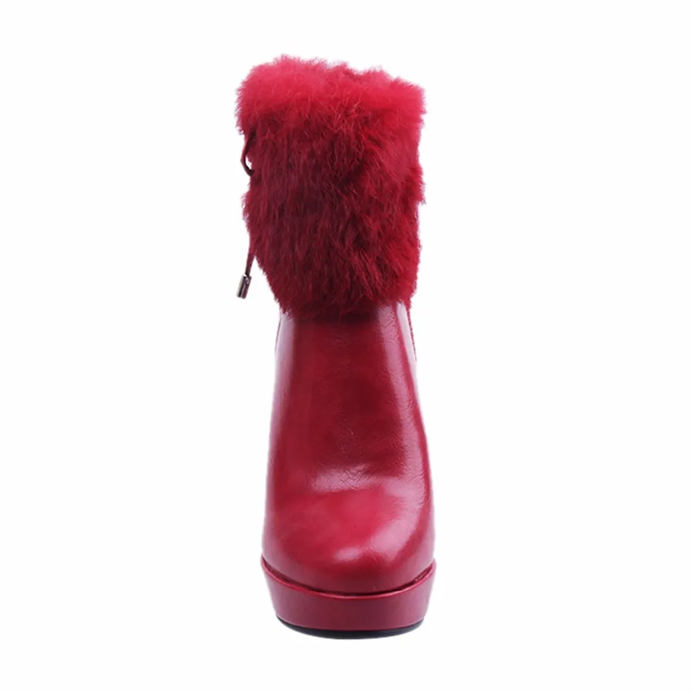 TIANMIMI High Heel Boots PU Red Fashion Winter Boot Bowknot Women Woman Botas Ankle Boots For Women Sexy Shoes J403-A1334 Women's Shoes