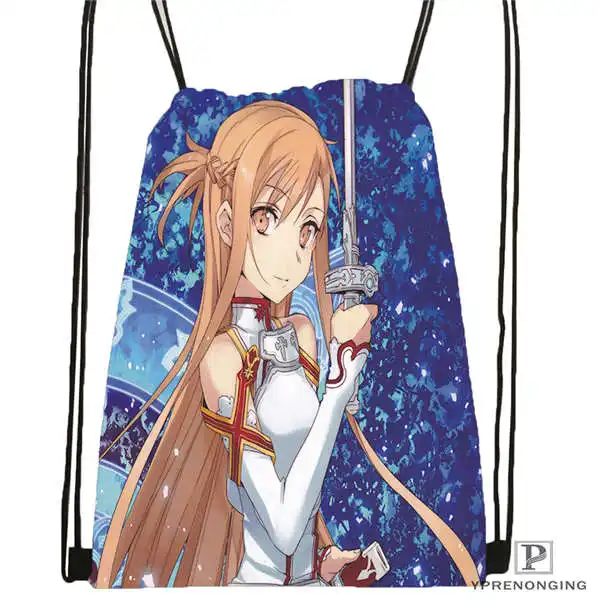 Custom Asuna мешок на шнурках с картинками из мультфильма сумка милый рюкзак дети ранец (черный Назад) 31x40 см # 180612-03-Asuna