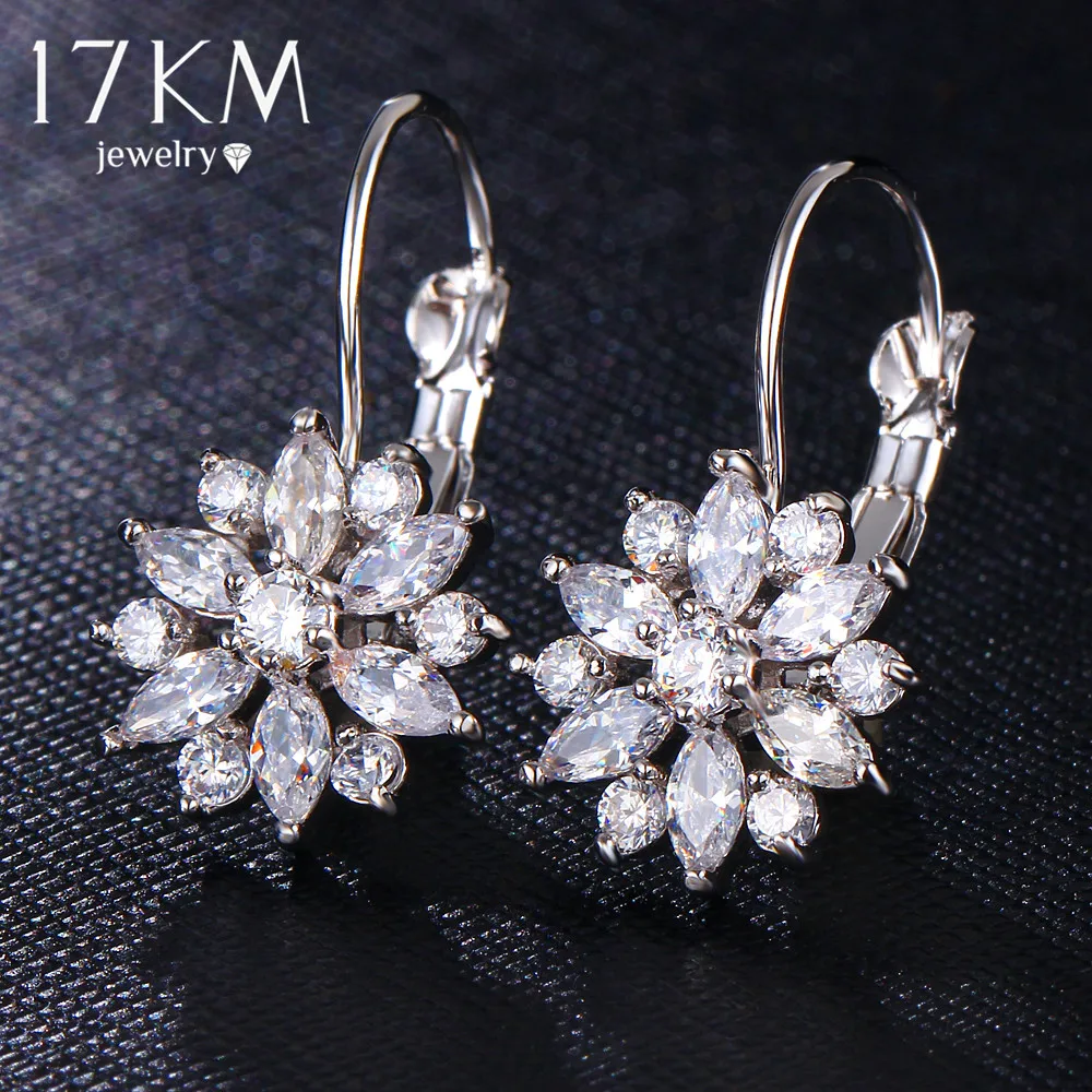 17km Brand 3 Color Crystal Flower Stud Earrings For Women 2017 17km Brand 3 Color Crystal Flower Stud Earrings For Women 2017 Bijoux Vintage Love Wedding Earring Statement Brinco Bijouterie In From Jewelry