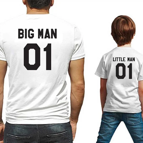 Семейные комплекты; модная футболка с большим маленьким человеком; одежда для папы и меня; одежда для папы, сына, папы, маленького мальчика; Детская летняя одежда - Цвет: white