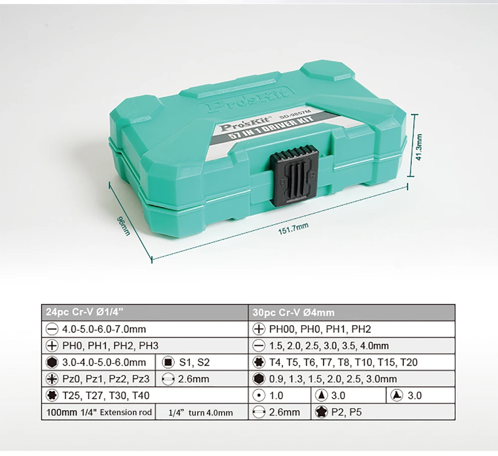 Proskit 57 в 1 Набор отверток SD-9857M прецизионные отвертки биты электронные биты удлинитель, биты адаптер ремонт ручной инструмент
