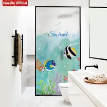 Океан поездки синяя рыба узор Электростатическая пленка «замороженное стекло» гостиная спальня ванная комната для детей детский сад оконная пленка