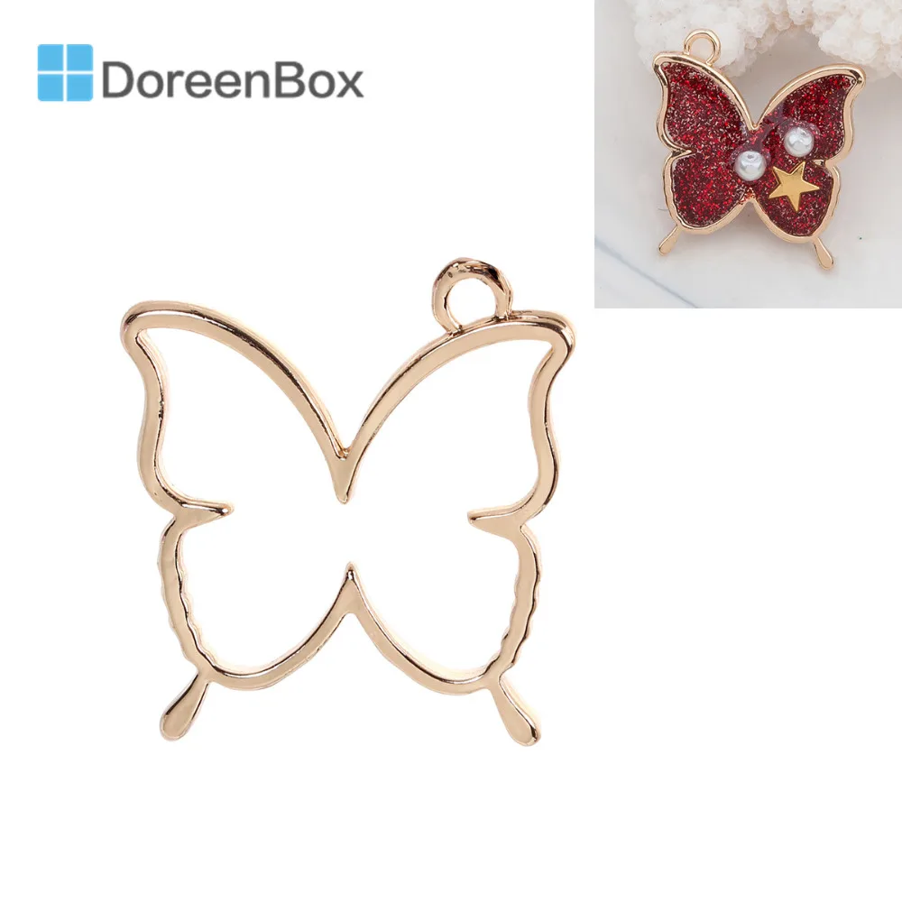 

Doreen Box Handmake Gold Color Zinc Based Alloy Open Back Bezel Pendants For DIY Resin Butterfly Animal 3.4x3.2cm, 1 Piece