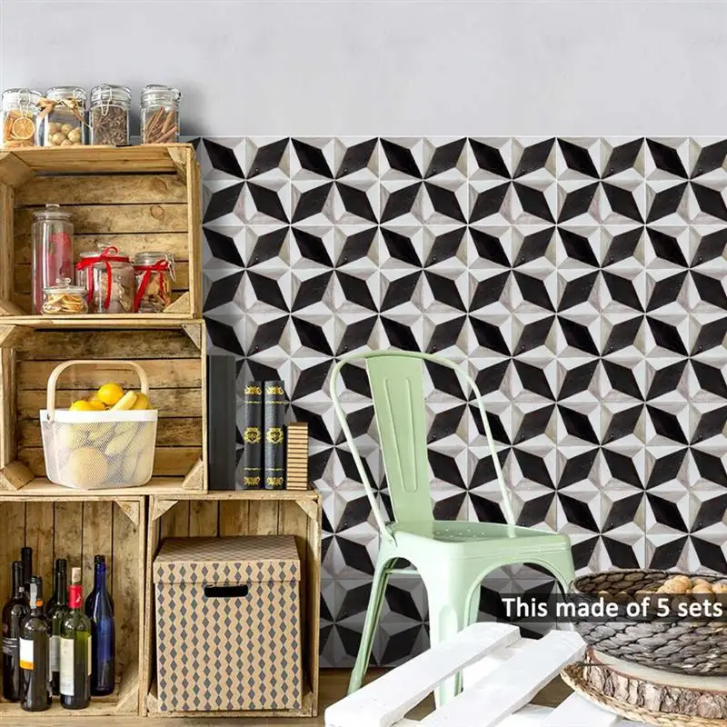 

Wall Tile Stickers 3D For Bathroom Kitchen Portuguese Pattern Stickers Decor Adhesive Waterproof PVC Wallpaper 15*15/20*20CM