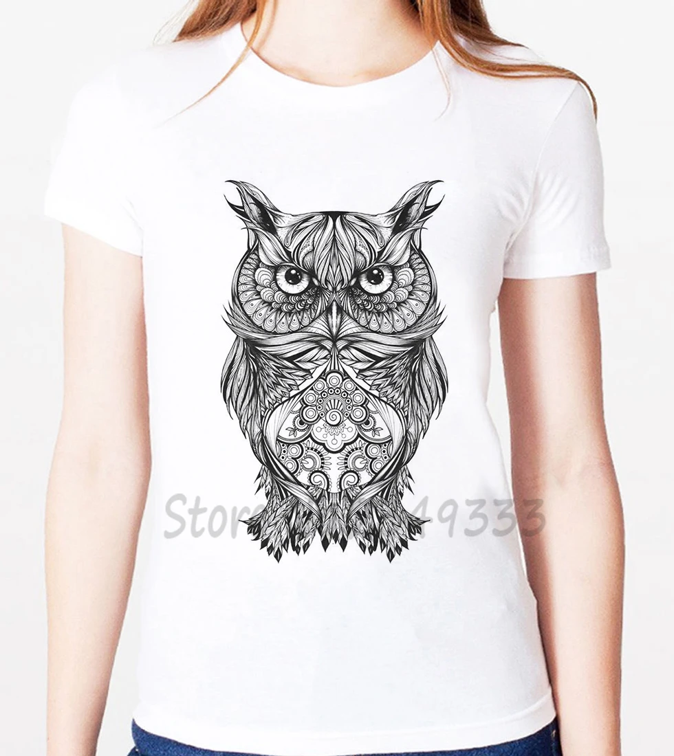 owl Print Women tshirt Modal Casual Loose Funny t shirts For Lady Top Tee SH-79 | Женская одежда