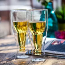 Креативная перевернутая пивная кружка с двойными стенками, пивная стеклянная Питьевая Бутылка, пивные кружки, вечерние стаканы для бара