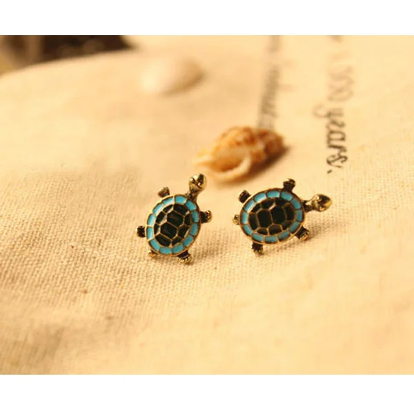 Новинка, сплав, 1 пара, ретро черепаха, милая черепаха, животное, серьги-гвоздики, подарок для женщин и девочек, Прямая