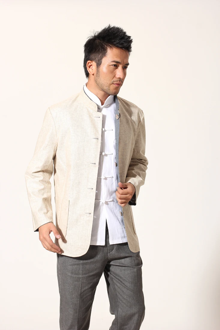 New Style Gray Beige Men's Reversible Jacket Two Side Rib