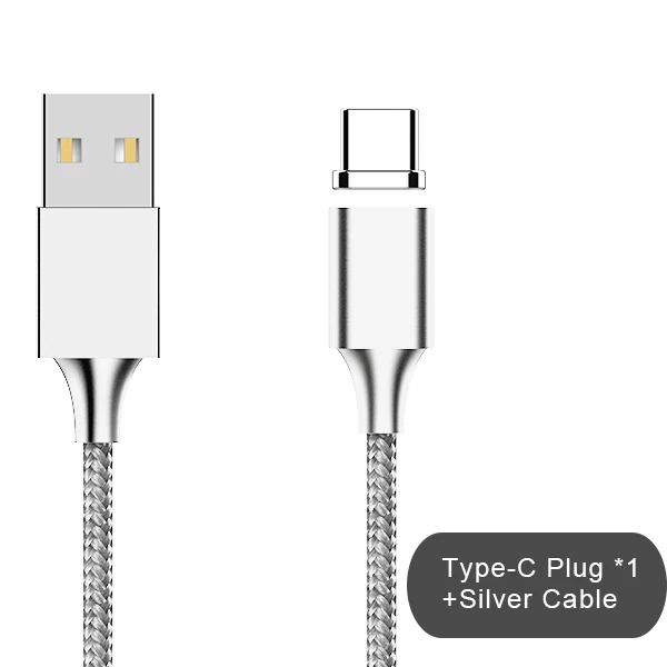 Магнитный зарядный кабель NOHON Firmy для iPhone X 8 Plus XS XR, быстрое зарядное устройство Micro usb type C для samsung S9, Линия синхронизации данных - Цвет: 1 type-c plug silver