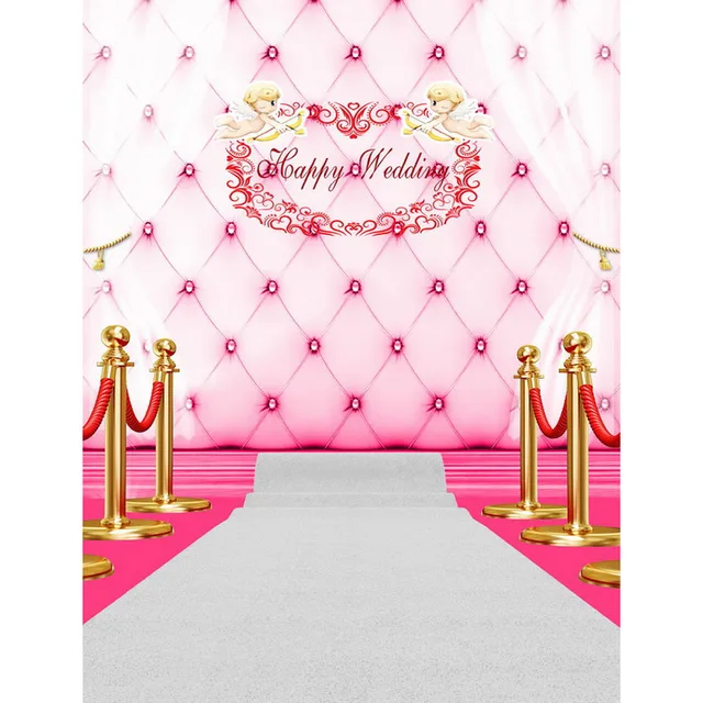 customize vinyl cloth printed happy wedding angel pink headboard happy wedding background