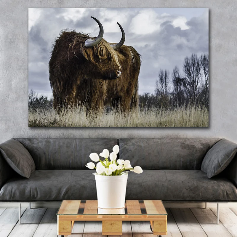 GOODECOR Highland Cow Wall Art минималистское полотно вертикальные фермерские постеры и
