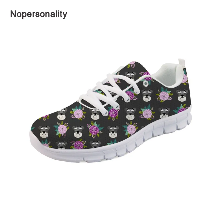 

Nopersonality Floral Schnauzer Dog Sneakers for Women Casual Breathable Female Ladies Mesh Flats Lightweight Ladies Flats