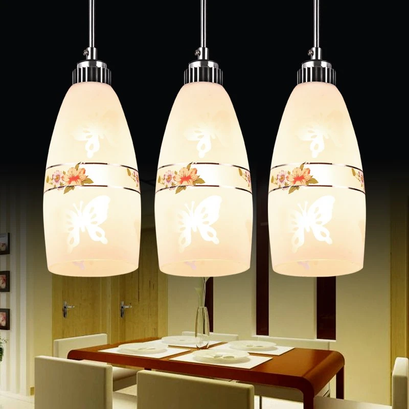 مطعم أضواء قلادة بسيطة الحديثة الإبداعية 3 رئيس الأزياء الزجاج شريط طاولة طعام شخصية led مصابيح قلادة مصباح ZA811