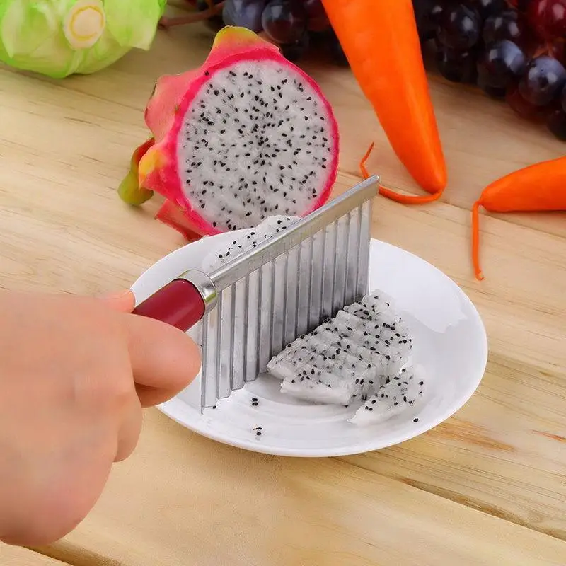 Для волнистой нарезки картофеля Обрезной нож из нержавеющей стали с пластиковой ручкой кухонный гаджет для овощей и фруктов резка-пилинг инструмент для приготовления пищи аксессуары - Цвет: Светло-серый