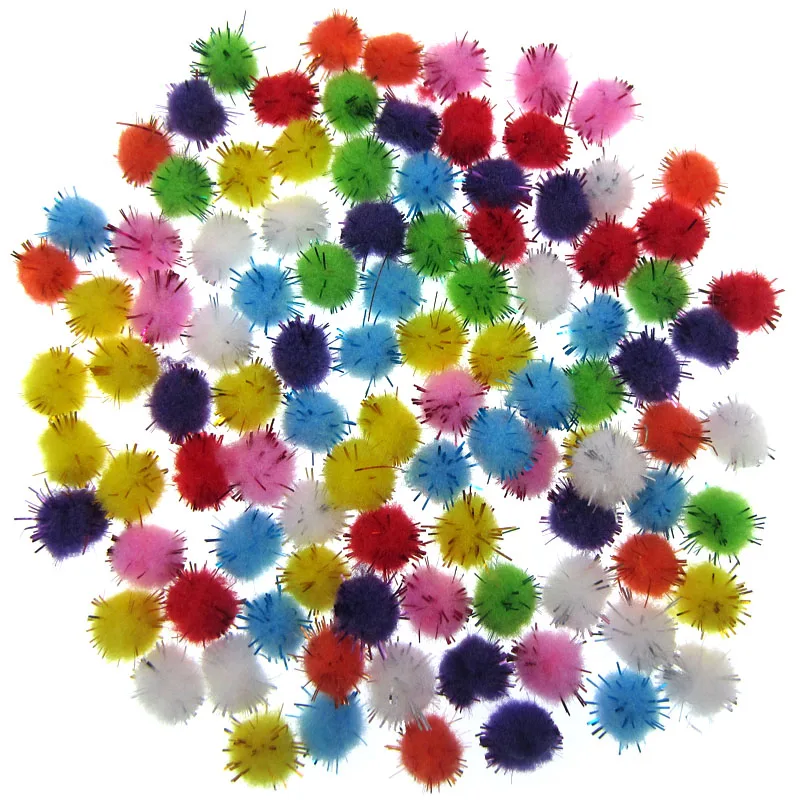 500Pcs 10mm Mixed Glitter pompoms soft pom poms balls Arts Toys DIY Craft Supplies Sewing Fabric pompoms wedding Home Decoration