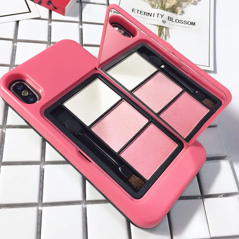 Seonstai тени для век макияж Чехол iPhone X 7 8 плюс Ojos зеркало принципиально 6 6s Плюс
